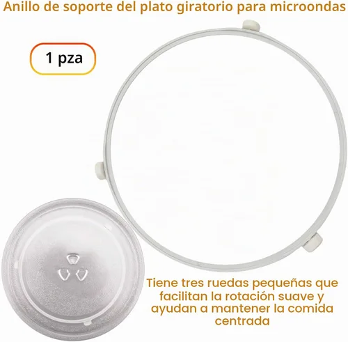 Vista 6 de Anillo de soporte de placa giratoria de microondas de 9.5 pulgadas WB06X10705 para microondas GE con rodillos, bandeja de horno de microondas