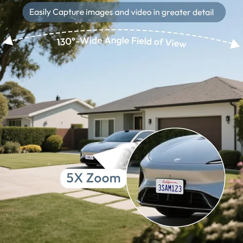 Vista 5 de 2 cámaras WiFi 2.4G/5G para seguridad en el hogar con paneles solares dobles, cámaras de seguridad solar 2K inalámbricas para exteriores, visión