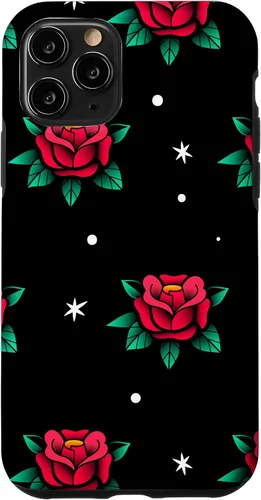 Vista 28 de Roses Fifties Black Red Rockabilly Pinup Rose Retro Fashion Case for iPhone 17