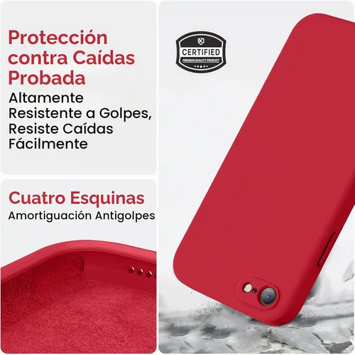 Vista 5 de Vooii Funda para iPhone SE 2022/3rd/2020, iPhone 8/7, silicona líquida mejorada con [bordes planos] [protección de cámara]