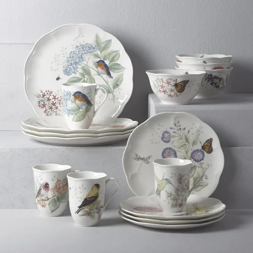 Vista 4 de Lenox 883319 Butterfly Meadow Flutter - Juego de vajilla de 12 piezas, multicolor