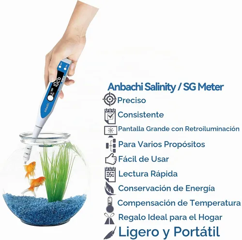 Vista 6 de Medidor de salinidad digital 3 en 1 Probador de agua salada – Gravedad específica, salinidad y temperatura, hidrómetro de pluma de alta precisión