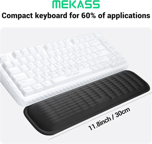 Vista 6 de MEKASS Reposamuñecas para teclado para teclado compacto del 60%, soporte ergonómico de espuma viscoelástica suave para muñeca con base