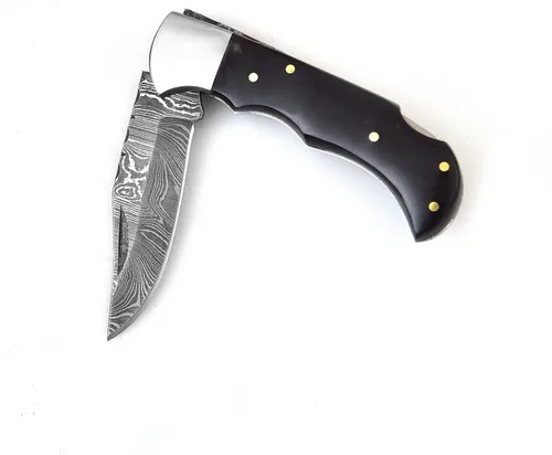 Vista 4 de Cuchillo de acero damascus 606H - Cuchillo plegable de bolsillo con clip - Cuchillo personalizado hecho a mano - Cuchillo de bolsillo damascus