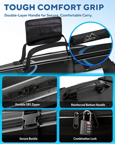 Vista 4 de M KARMATER Bolsa de viaje de golf para aerolíneas con ruedas, funda rígida plegable con parte superior de ABS y Oxford resistente 1680D, protección