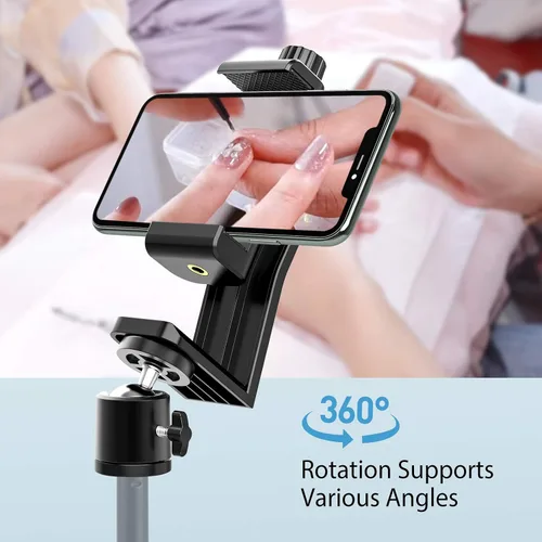 Vista 3 de 6amLifestyle Adaptador de montaje de trípode para teléfono celular con cabezal de bola de trípode giratorio de 360° para teléfono inteligente