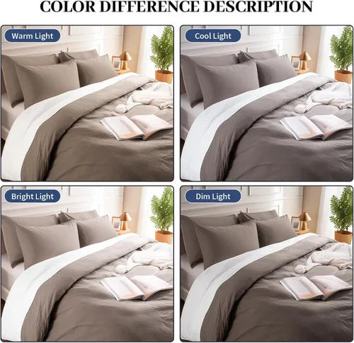 Vista 313 de NEXHOME PRO Funda de edredón Twin XL 100% algodón lavado, transpirable, duradera, texturizada, similar al lino, juego de ropa de cama para el hogar