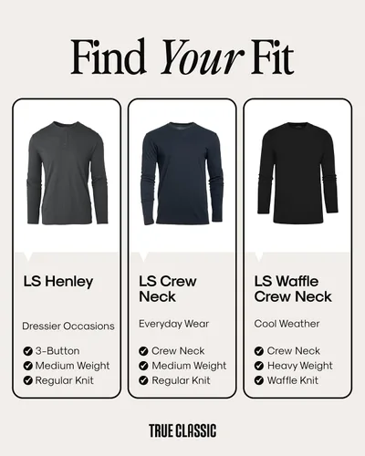 Vista 3 de True Classic Camisas de manga larga para hombre, camisetas de manga larga para hombre, camisas Henley para hombre y camisetas térmicas de punto gofre