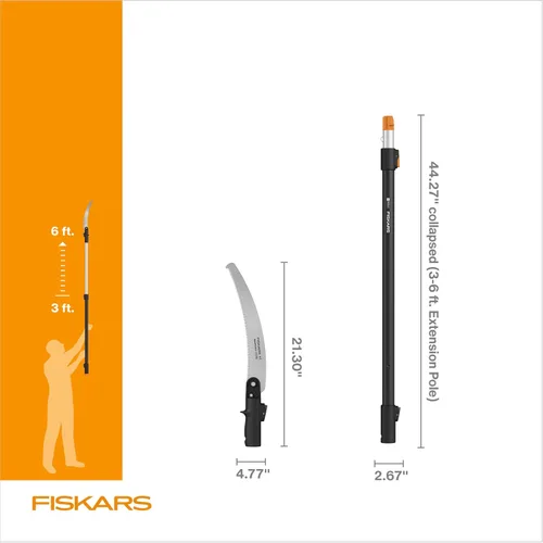 Vista 6 de Fiskars XtendControl - Podadora de árbol de 6 pies con sierra de triple molienda de 15 pulgadas x 1, poste de extensión individual de 3 a 6 pies