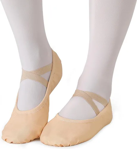 Vista 2 de Zapatos de ballet para mujeres y niñas, zapatos de ballet para mujer, zapatos de baile de lona, zapatos tipo ballet zapatos de yoga.