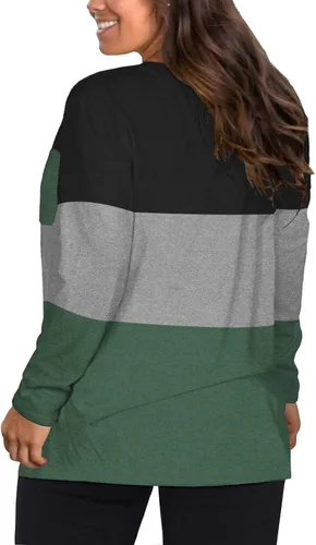 Vista 3 de DOLNINE Camisetas casuales de manga larga con cuello en V para mujer, tallas extragrandes