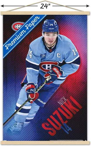 Vista 3 de Trends International NHL Montreal Canadiens - Póster de pared de Nick Suzuki 23, 22.37 x 34.00 pulgadas, paquete de impresión premium y colgador