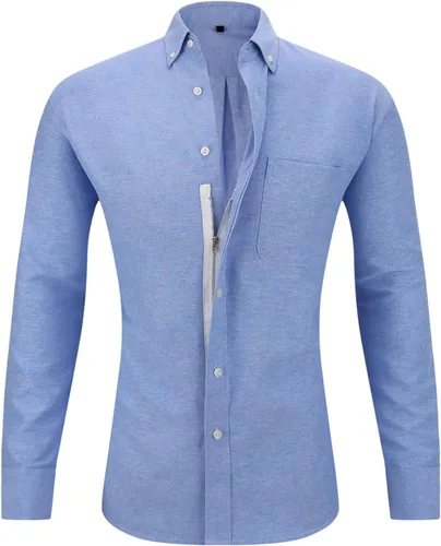 Vista 9 de Camisetas de manga larga para hombre, estilo casual, holgadas, con botones, cuello ajustado, para otoño