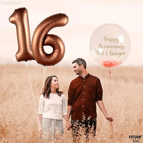 Vista 7 de KatchOn Globo marrón café con el número 16 de 1 pieza, 40 pulgadas, decoraciones de cumpleaños para niñas y niños Globo marrón café número 16 de 1