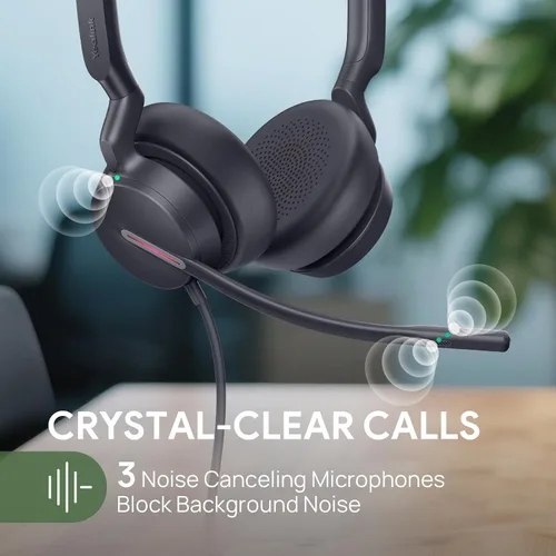 Vista 4 de Yealink Auriculares USB UH46 con micrófono, auriculares con cable con 3 micrófonos con cancelación de ruido para PC/computadora/portátil, equipos