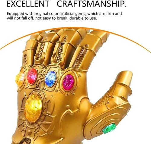 Vista 3 de Polyacer Guante de infinito electrónico para adultos, guantes de infinito para adultos, guantelete de infinito iluminados, piedras del infinito