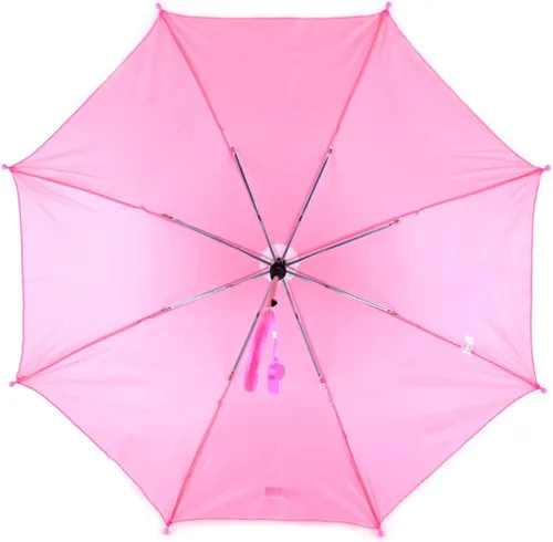 Vista 2 de BG Sombrilla ligera de color rosa sólido para niños con silbato novedoso