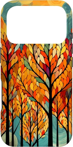 Vista 30 de iPhone 16 Otoño y coloridas hojas y árboles de otoño, funda temática de color de otoño
