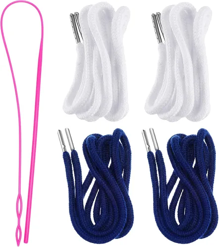 Vista 12 de Jetec Cordones de repuesto con cordón fácil de enhebrar para pantalones deportivos, pantalones cortos, pantalones, chaquetas (beige, azul marino)