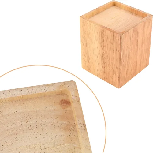 Vista 5 de Paquete de 4 elevadores de madera de 4 pulgadas, elevadores de cama de madera resistente, elevadores cuadrados de madera maciza para sofá, mesa