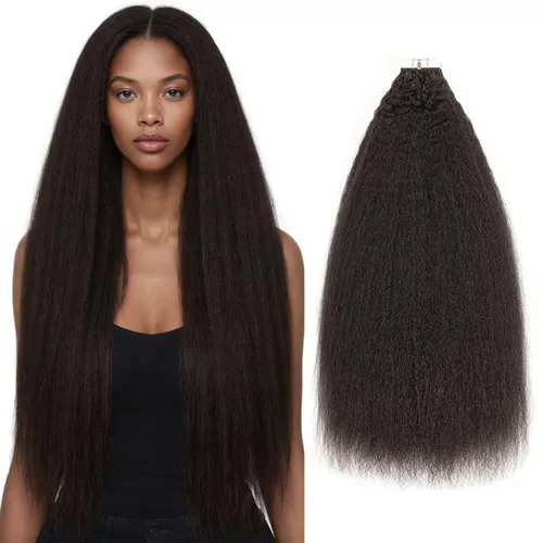 Vista 9 de Extensiones de cabello humano con micro anillo, lacio, rizado, color negro natural, largo microenlaces, extensiones de cabello humano para personas