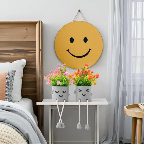 Vista 8 de 3 paquetes de lindas plantas falsas, plantas artificiales en maceta kawaii para mesa, escritorio, dormitorio, baño, oficina, estante, pared