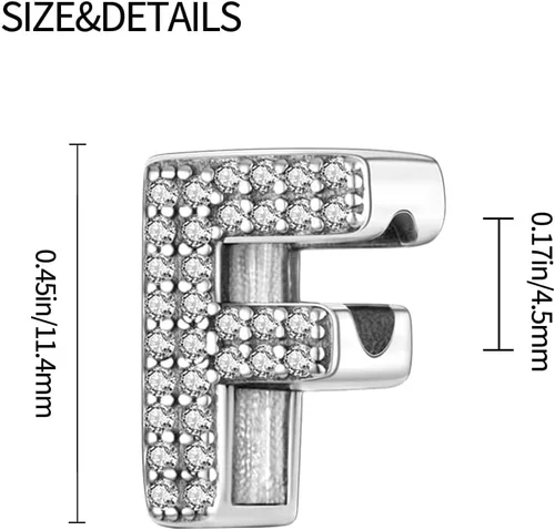 Vista 3 de Dijes con iniciales del alfabeto, letras completas de la A a la Z, plata de ley 925, circonitas cúbicas, colgantes para pulseras europeas Pandora