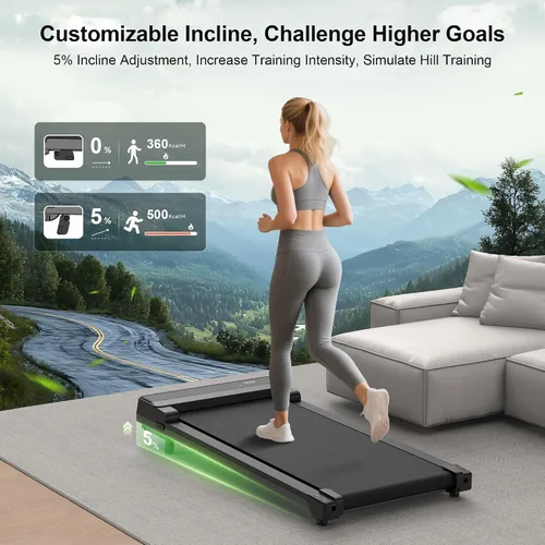 Vista 8 de Walking Pad Treadmill with 5% Incline - Under Desk Running Machine Mat Pads for Home Office Portable Small Compact Quiet Flat Indoor Magnetic
