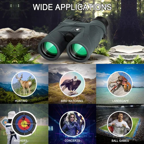 Vista 6 de Sarblue Prismáticos de 10 x 42 para adultos con adaptador de teléfono inteligente, prisma BAK4 y lente FMC, binoculares profesionales HD