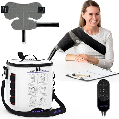 Vista 9 de Máquina de terapia de frío con temporizador programable, máquina de hielo portátil para tobillo después de la cirugía, sistema de recuperación