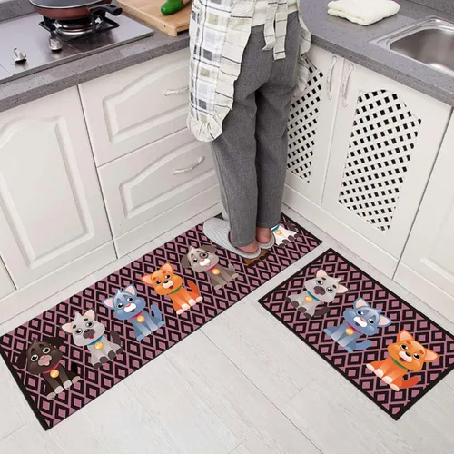 Vista 5 de Juego de 1 tapete de cocina antifatiga, antideslizante, acolchado, cómodo, impermeable, 16 x 47 pulgadas