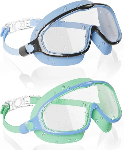 Vista 8 de Aegend Gafas de natación para niños y jóvenes de 3 a 14 años – Paquete de 2 gafas de visión clara antivaho anti-UV para natación