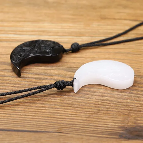Vista 5 de COAI Collar de dragón y fénix, collares con colgante de Yin Yang para parejas