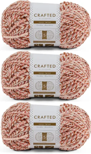 Vista 9 de Crafted By Catherine Cozy Twist Yarn - Paquete de 2 (345 yardas cada madeja), beige multicolor, calibre 5 voluminoso