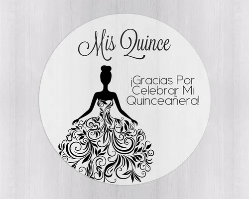 Vista 12 de Calcomanías de quinceañera de 40 quilates, membrillo Mis, español o inglés para cumpleaños número 15 (027-E-BK-C) (inglés - negro - transparente)