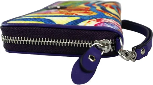 Vista 3 de Cartera de cuero real de la lona de la flor de cerezo - estampado floral