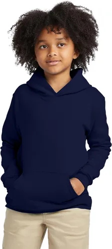 Vista 5 de Hanes Sudadera con capucha EcoSmart de forro polar para niños, sudadera con capucha para niños, sudadera sin botones Ceniza