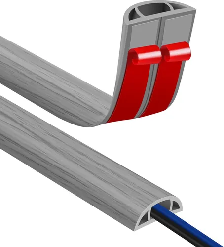 Vista 28 de JAHOMFAI Cubierta para cables de piso 1m de largo, cubiertas para cables en el suelo para proteger los cables y prevenir riesgos de caídas, fácil