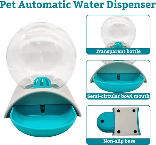 Vista 2 de Hamiledyi Dispensador automático de agua para gatos y perros, dispensador de agua para mascotas, 2.8 litros, estación de agua por gravedad