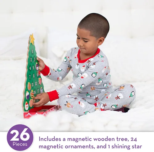 Vista 2 de De Melissa & Doug, calendario de madera con cuenta regresiva a la Navidad, Anaranjado