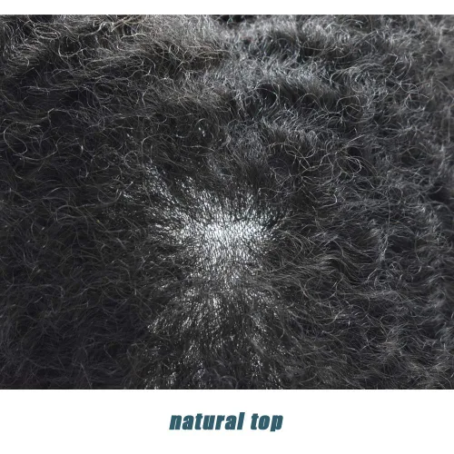 Vista 2 de Unidades de cabello para hombres negros, piel fina de poliéster completo afro tupé para hombres negros, sistemas de cabello brasileño rizado, pieza