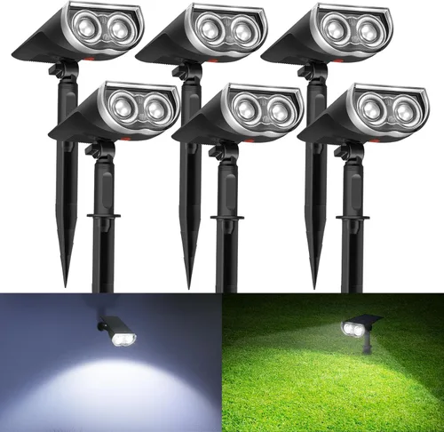 Vista 10 de Consciot Focos solares para exteriores, IP67 impermeable 2 en 1, luces solares de día, luces decorativas de Navidad duraderas para jardín, patio