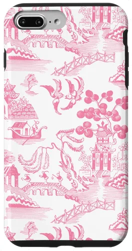 Vista 12 de Preppy Pink Willow Pattern Chinoiserie Toile Case for iPhone 17