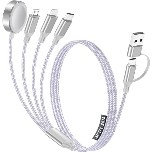 Vista 16 de Cable de carga múltiple para cargador de Apple Watch/cargador de iPhone, cable tipo C para iWatch Ultra/10-2/iPhone 17-11/Samsung S25-S20 1-negro