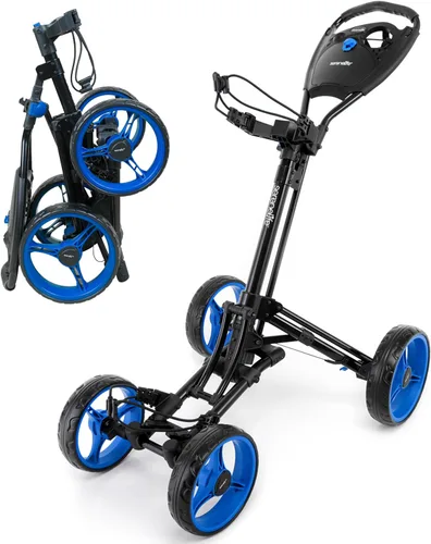 Vista 8 de SereneLife Carrito de Golf Ligero y Plegable - Carrito de Empuje de Golf Plegable de Aluminio con Mango Ajustable, Correas Elásticas para Bolsa
