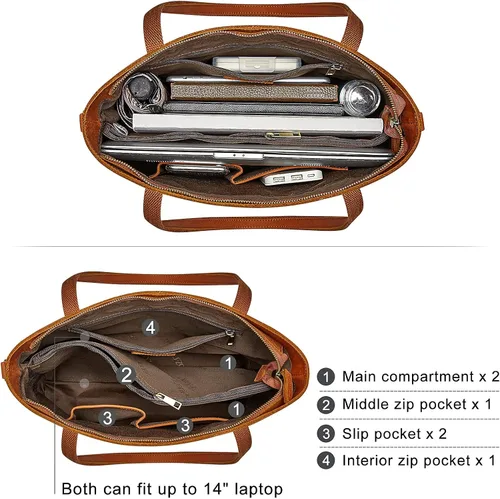 Vista 11 de S-ZONE Bolso bandolera vintage de cuero genuino para mujer