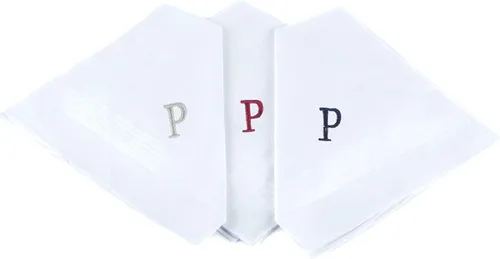 Vista 23 de Pañuelo inicial para hombre, monograma en caja, 3 piezas, 100% algodón Una inicial