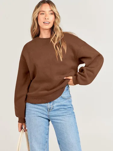 Vista 8 de ANRABESS Sudadera de manga larga para mujer, casual, cuello redondo, ajuste holgado, sudadera con capucha de forro polar para otoño