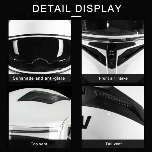 Vista 3 de Casco de motocicleta modular Bluetooth con aprobación DOT, antiempañamiento, doble visera, cara completa, abatible, con altavoz y micrófono