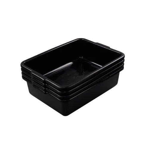 Vista 7 de Paquete de 4 cajas de autobús comercial de 24 L, tinas de autobús utilitarias de plástico, color negro